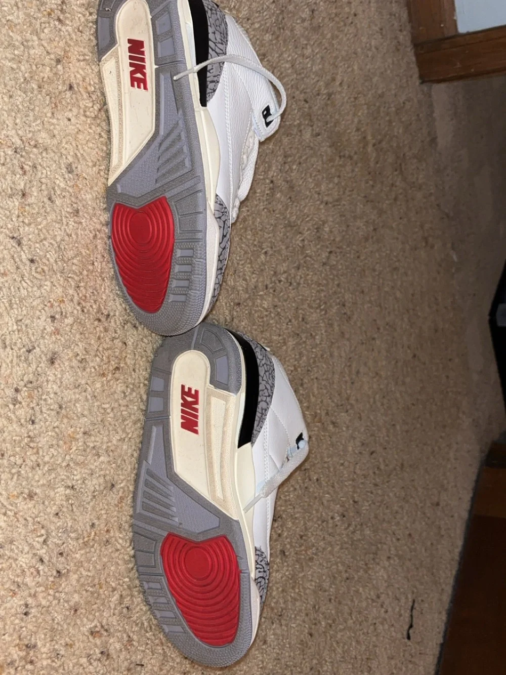 Jordan Mens White and Red Retro Sneakers with Elephant Print